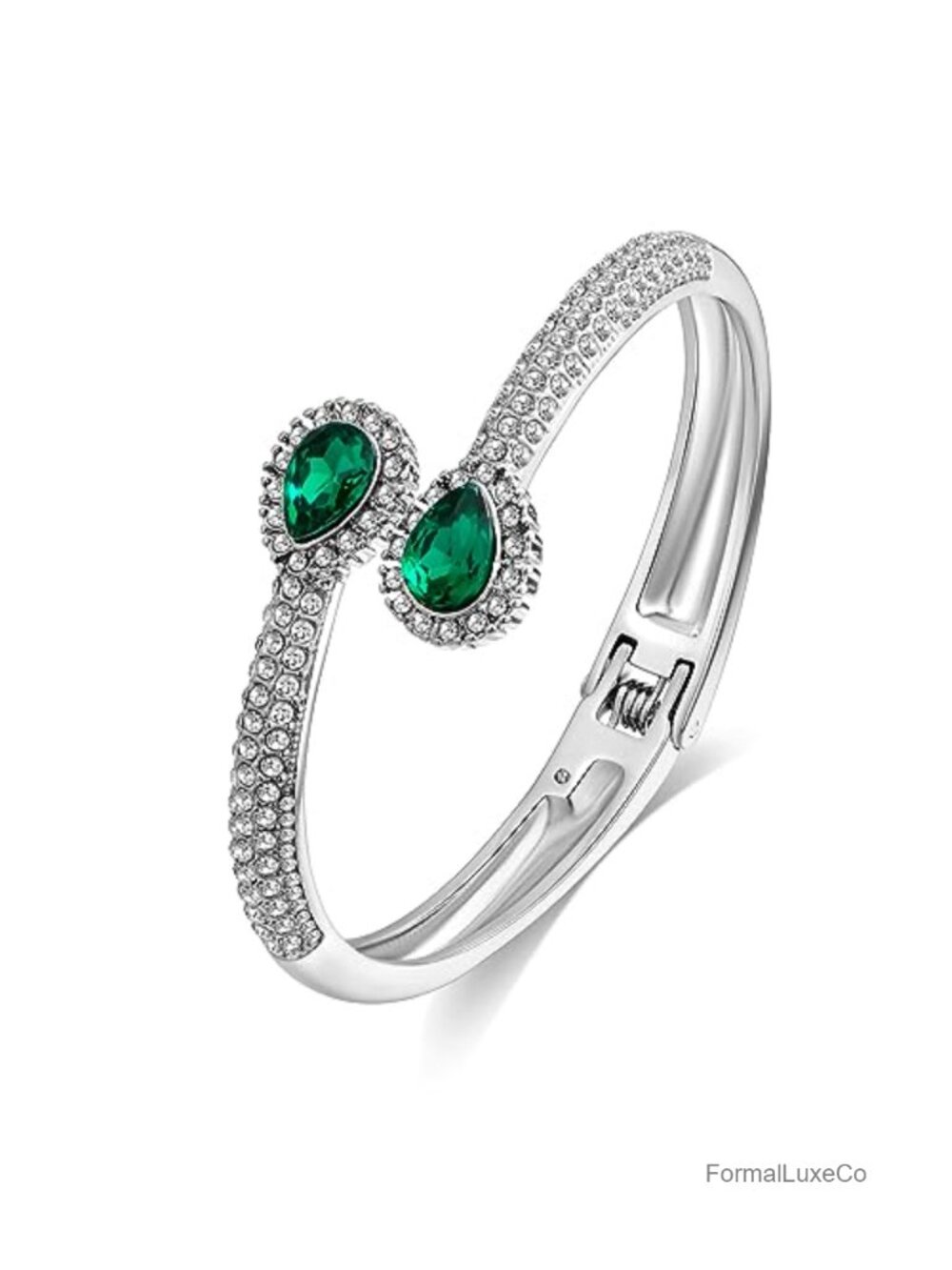 Open Cuff Bangle Bracelet with Rhinestones